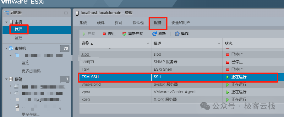 null ESXi web Client上开启SSH服务